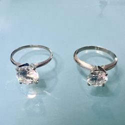 💍 Fiery 14KT White Gold Solitaire CZ/Moissanite Engagement Rings  💎