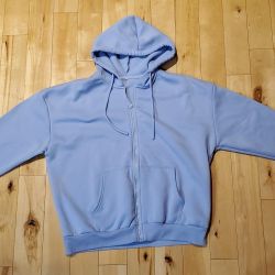 Shein Womens Periwinkle Zip-Up Hoodie (L)