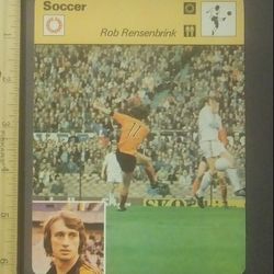 1979 Sportscaster Rob Rensenbrink The Intoxication Of Dribbling Karajan Of Anderlecht Amsterdam Soccer Photo Large Over-sized Card HTF Collectible Vtg