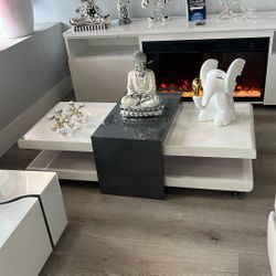 Mesa De Centro Blanca Y Gris 