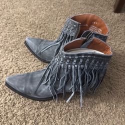 Ladies French's Dance Boots Women's Size 9.5 Blue Stone Wash Leather