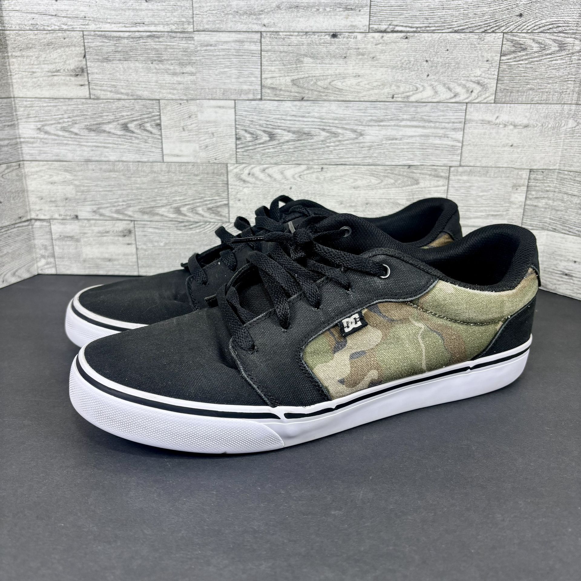 DC ANVIL CANVAS TX SE SKATE TRAINERS MEN SHOES BLACK/CAMOUFLAGE SIZE 12