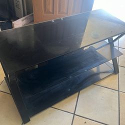 TV Stand Black Glass 