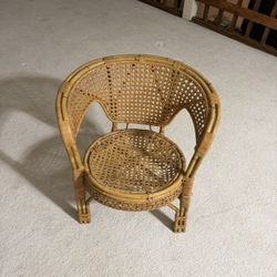Vintage Rattan Accent Chair – Boho / Wicker / Cane – 27”