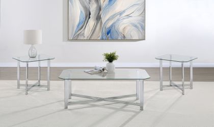 Cronin Chrome 3-piece Tempered Glass Top Coffee Table Set