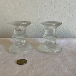 Vintage glass candle holder, Ingrid Glass, West Germany, Set of two