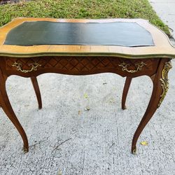 19 Century antique French Louis XV Style Flat Top leather Inlaid Bronze Mounted Desk gorgeous