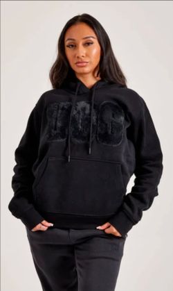 UGG Black Pullover Hoodie with Sherpa Logo