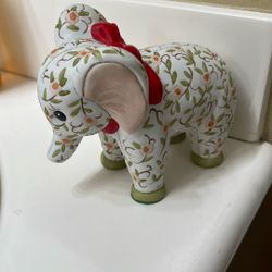 Antique Porcelain Elephant 🐘 Rare Hand Painting Flowers 🌺 