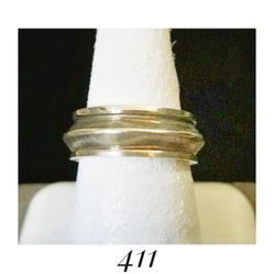 Size 9.5 Solid Sterling Silver Beveled Ridge Spinner Ring, Made in Mexico