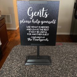 Wedding Bathroom Sign For Basket Of Essentials