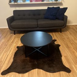 Couch,table,Cow Hide Rug