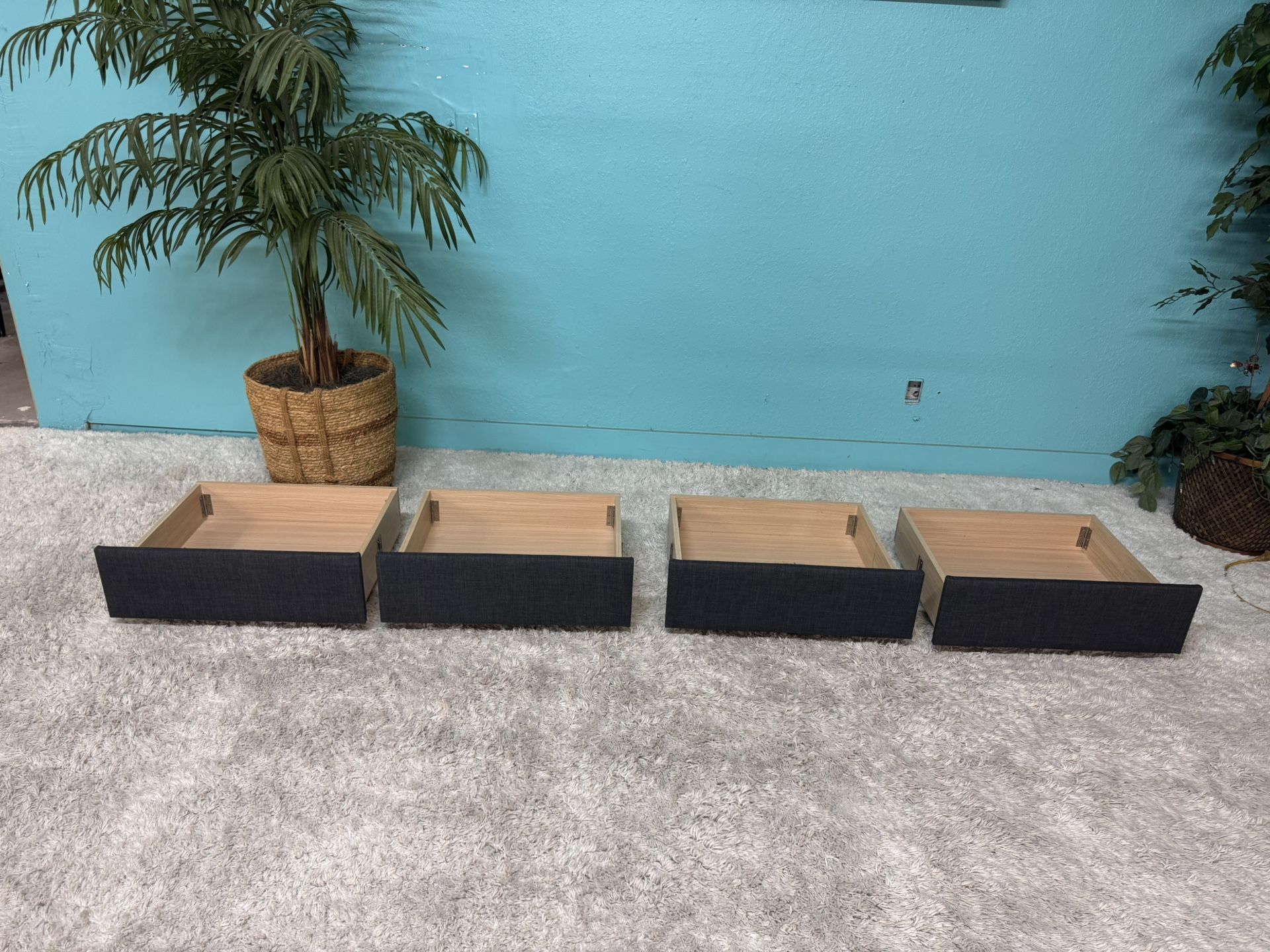 Set Of 4 Underbed Storage Drawers On Wheels