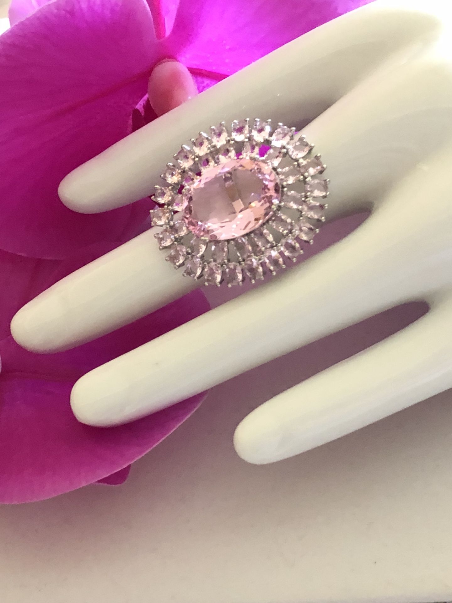 Sterling Silver.925 Pink Kunzite Ring