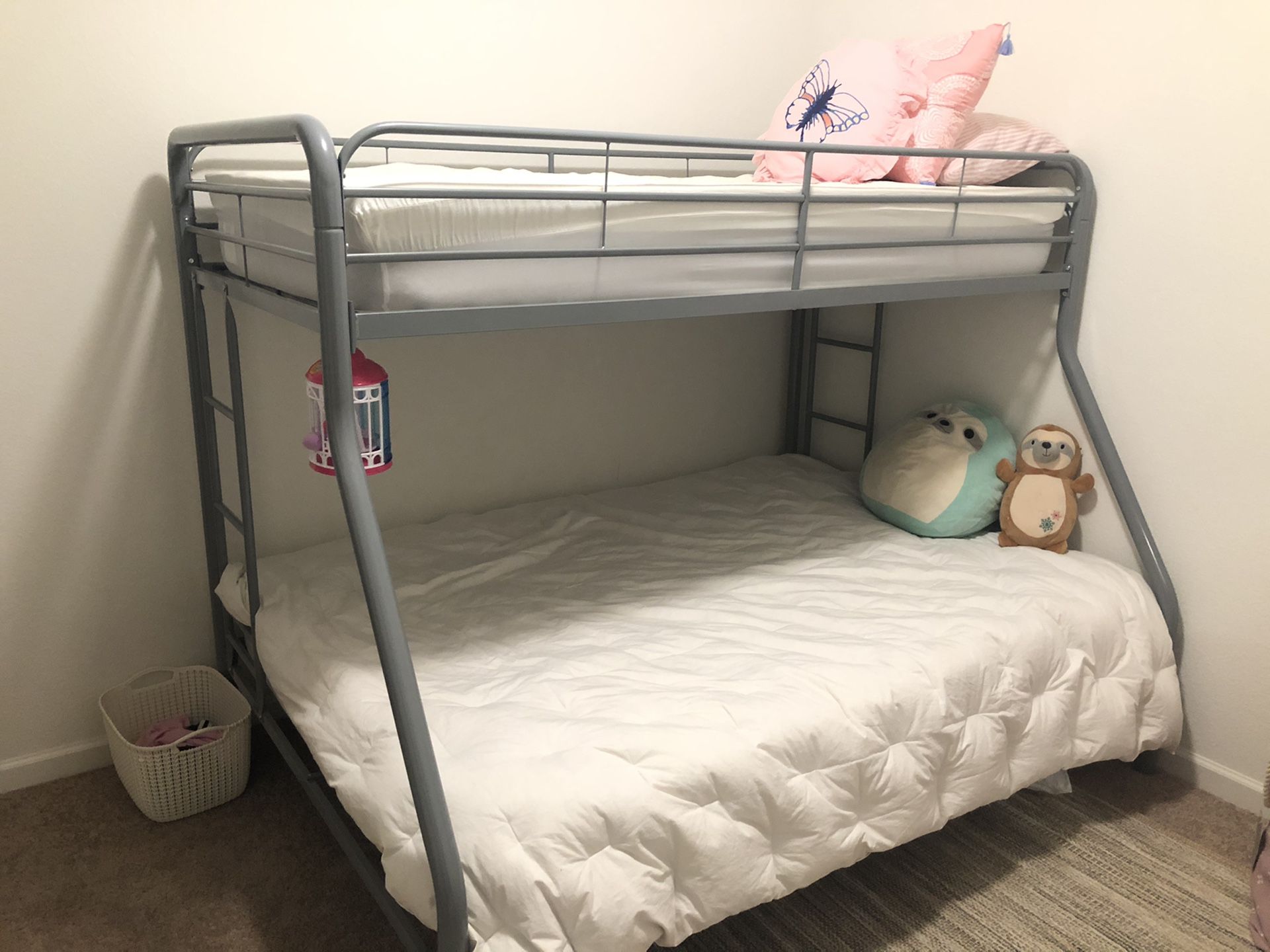 “Twin over full” metal bunk bed frame (only full size mattress included)