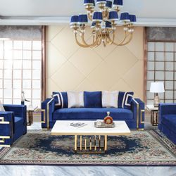 New Blue Sofa And Love Seat! Finance Here! 