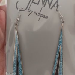New- Mexico DESIGNER JENNA- ALPACA INLAID TURQUOISE & ONYZ EARRINGS