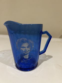 Vintage Blue Glass Shirley Temple Milk Creamer