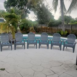 BRAND NEW - SET 6 PATIO CHAIRS - PVC - SEAT CUSHION - GRAY