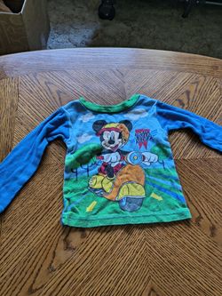 Disney Mickey Mouse Long-Sleeve T-Shirt - Blue Shirt - Size & Material Unknown
