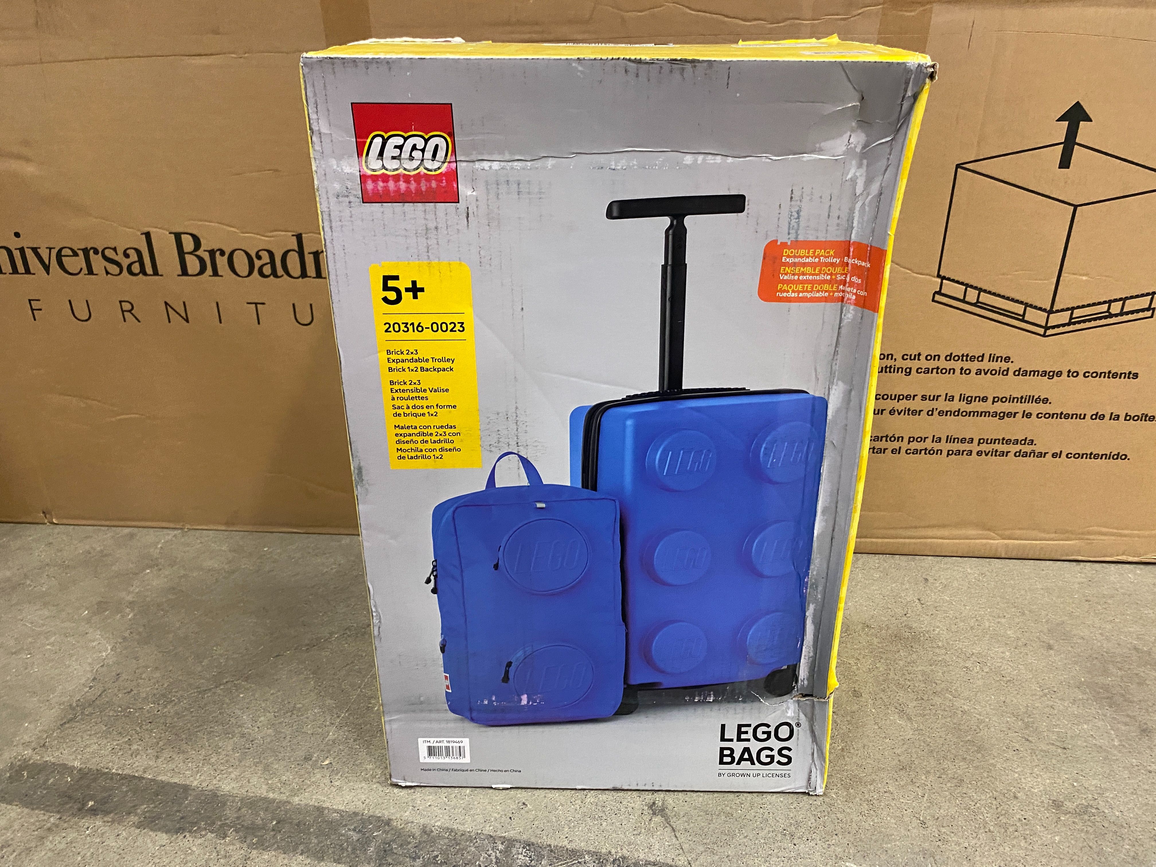 Lego Matching Stud Kids Carry-On and Backpack in Blue