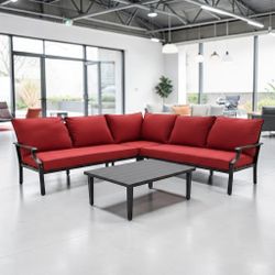Hampton Bay Outdoor Sectional Sofa Set with Coffee Table