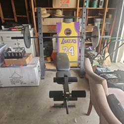 Bench/Squat Rack With Two 45 Lb. Weights