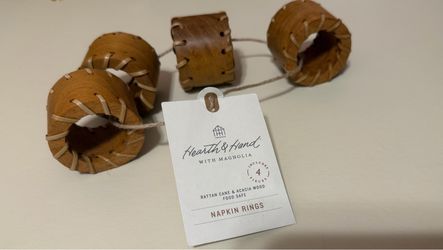 Hearth & Hand Rattan Cane Napkin Rings Set of 4