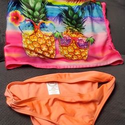 Girls Pineapple Swimsuit Size LG 10 -12