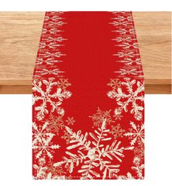 Red Snowflakes Christmas Table Runner