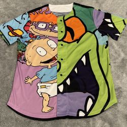 Adult Sz Med Nickelodeon Rugrats Button Up Shirt 21x29 