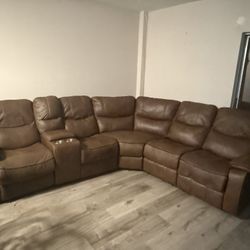 Leather Brown Couch/ Sofa