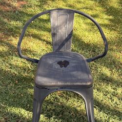 Commercial Black-Antique Gold Metal Indoor Outdoor Chair with Arms