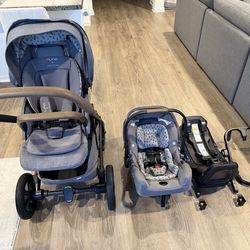 Nuna MIXX Next Stroller(Brushstroke Dot Granite) & Nuna PIPA RX Infant Car Seat & Base(Brushstroke Dot)