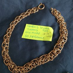 Sterling Silver Gold Plated Vintage Necklace 