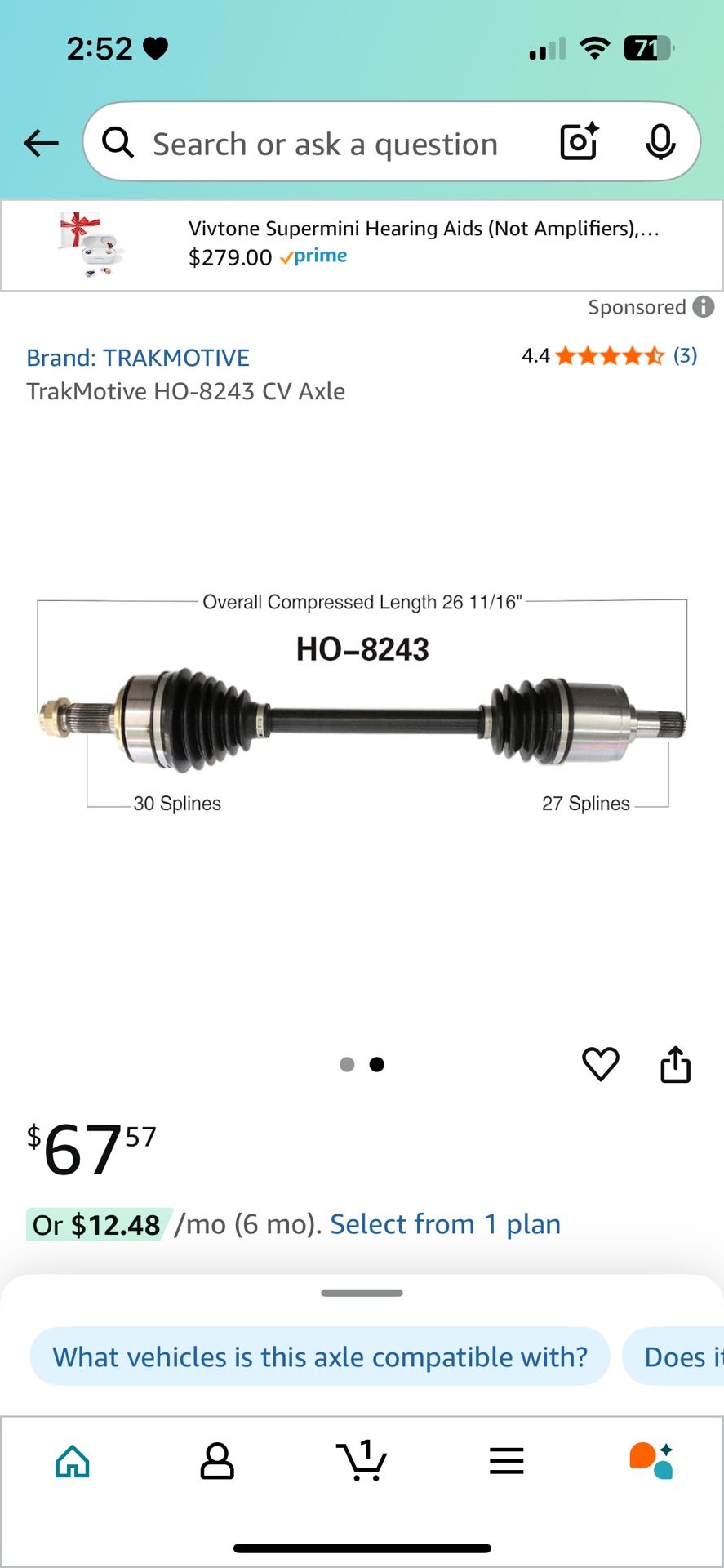 CV Axle - Brand NEW** Still In Box ***