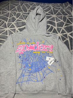 sp5der OG Web V2 Graphic Fleece Pullover Hoodie Gray