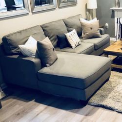 Gray L Shape Couch In Good Condition No Stains delivery fee curbside drop off New Jersey only