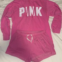 victoria secret “pink” hoodie and shorts