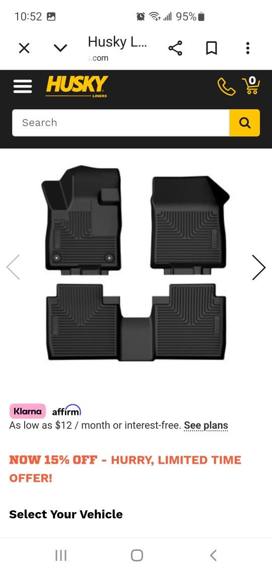 Husky Liners Weatherbeater Floor Mats for Lincoln Nautilus 2024 2025 2026 - 3 piece