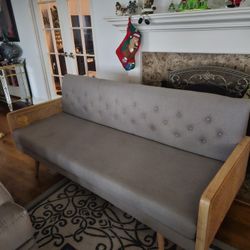 Wicker Rattan Sofa Grey Compact Apartment Size