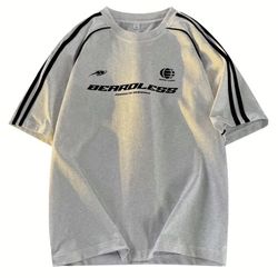 Grey & black striped t-shirt with bold graphic #skater