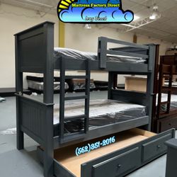 Triple Twin Bunk Bed Grey With Mattresses Colchones Trundle Single Individual 