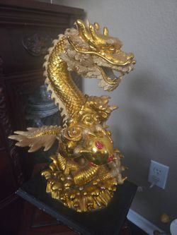 Gold Chinese Dragon Figurine Statue