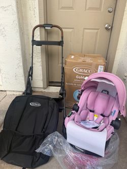 NEW! Graco GoMax infant car seat in pink with go max caddy