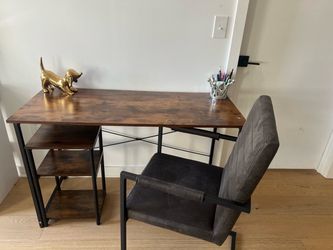 Dark Oak Desk with Chair