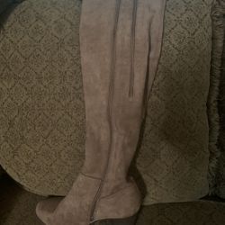 Brown Womens High Heel Thigh High Boots Size 10