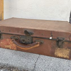 Antique Parisian French Stamped Suitcase