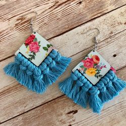 Laser Cut Floral Fringe Earrings