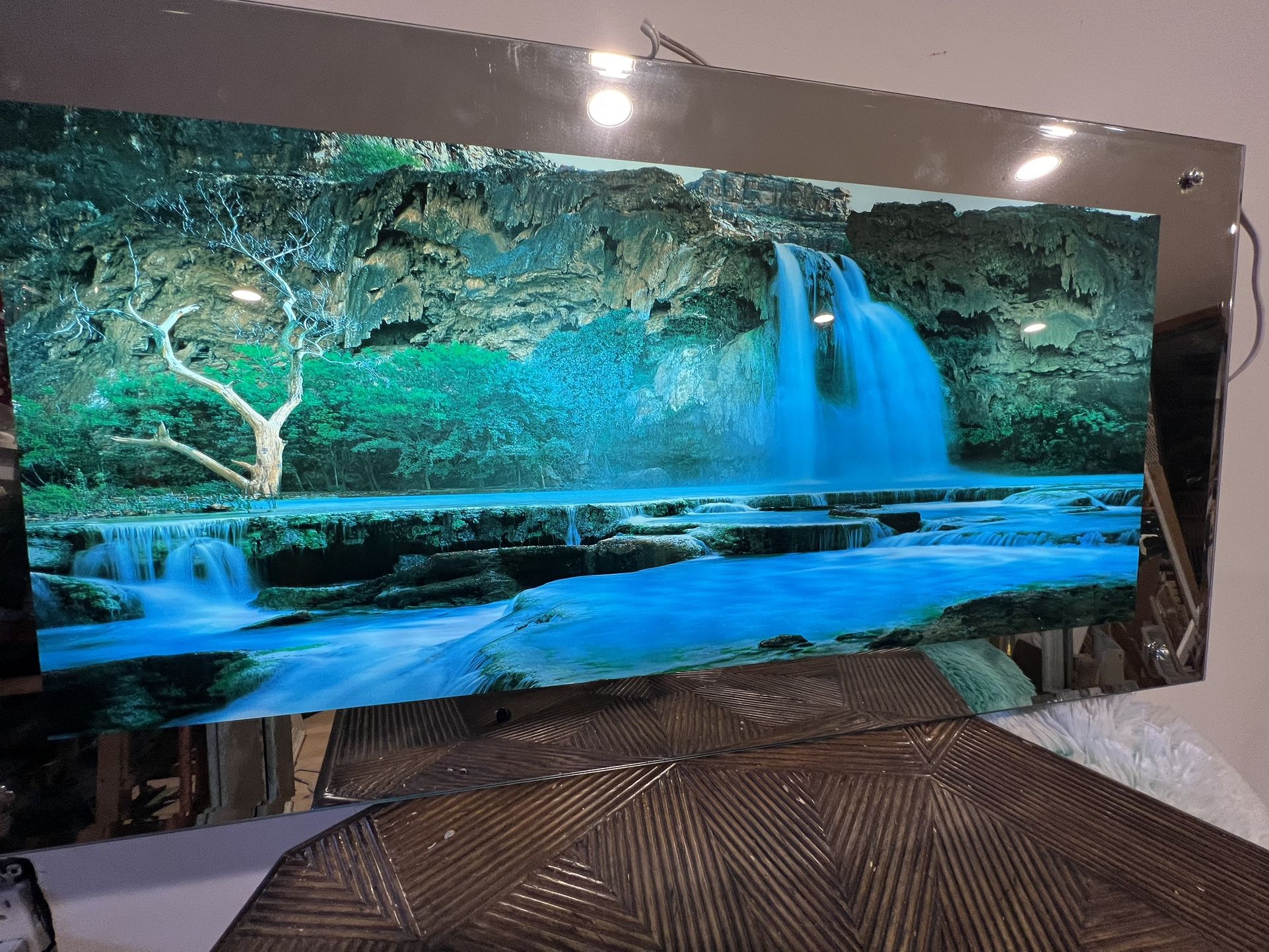 Moving Picture Waterfall Mirror Vintage